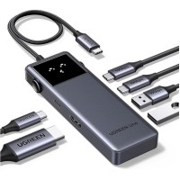 Bộ chuyển USB Type-C RoboGan 7 trong 1 Ugreen 45155 CM888, HDMI 4K@60hz, USB, Lan 1Gbps, Sạc PD 100W